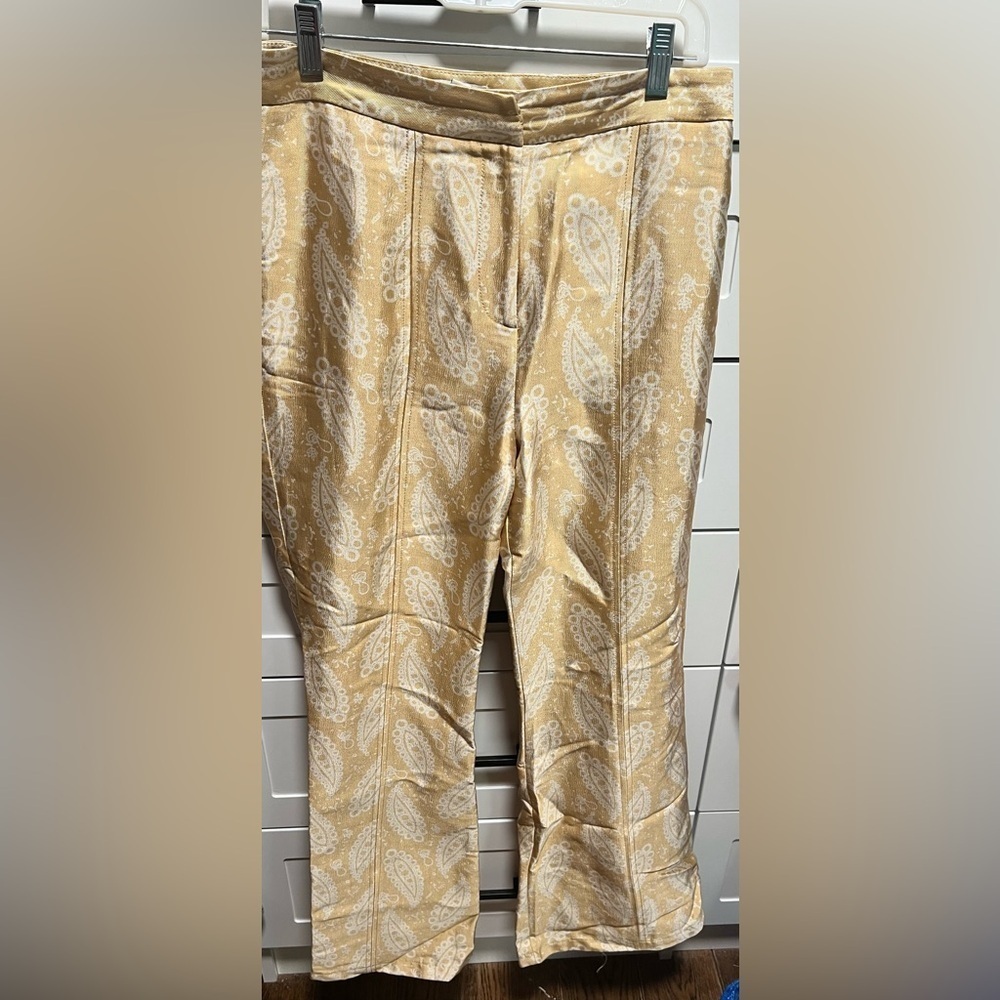 Topshop paisley jacquard pants in gold US 8, UK 12